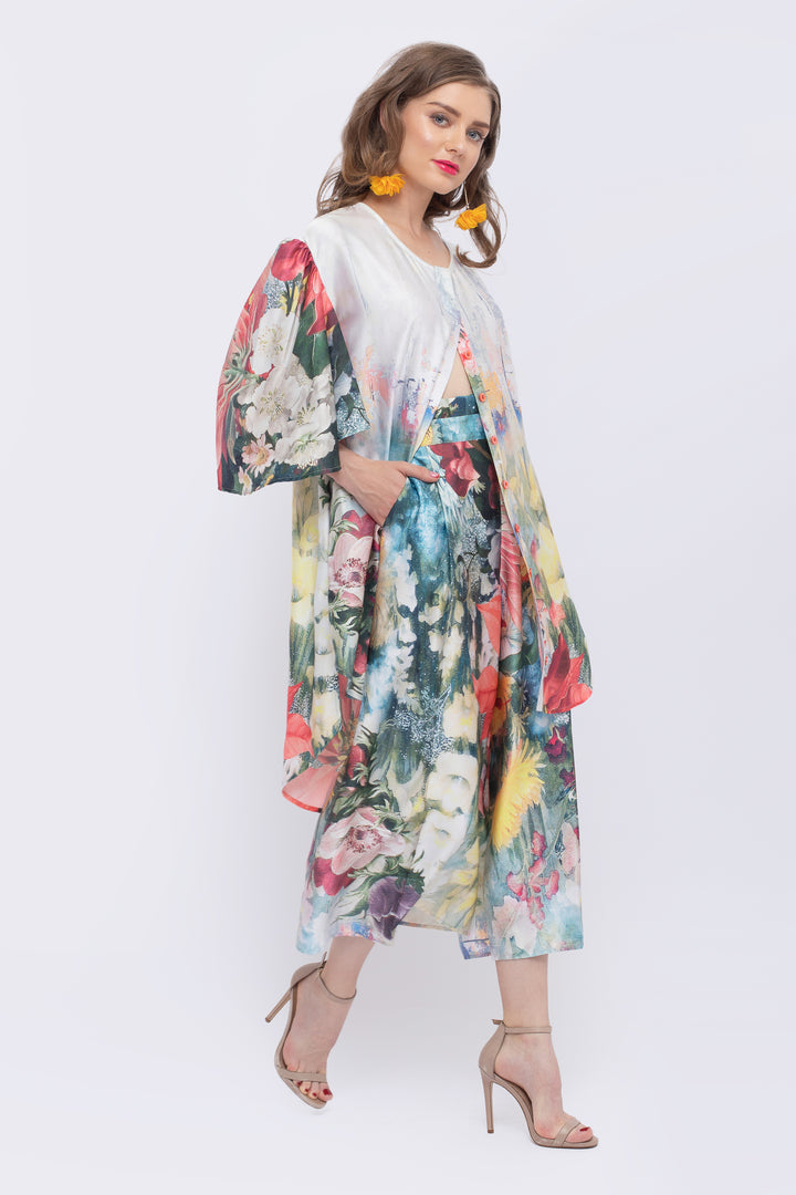 Magnolia Floral Print Paperbag Waist Pant - front view 4