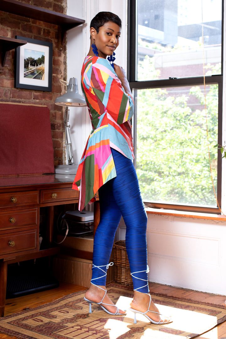 Paradise Geometric Print Handkerchief Hem Top - right view 2