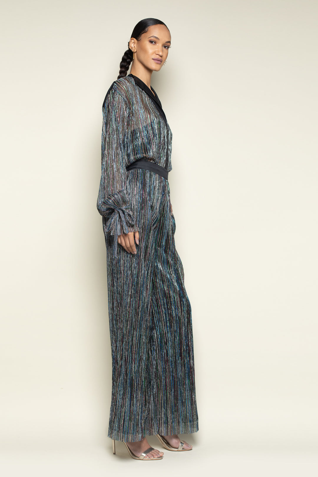 Rainbow Shimmer Pleated Wide Leg Tuxedo Pant - right view 2