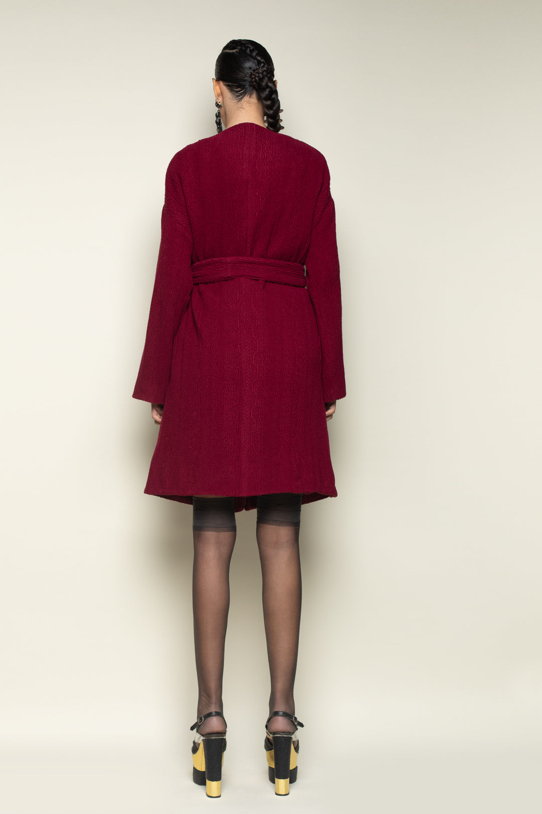 Wine Cable Knit Big Pocket Painter&