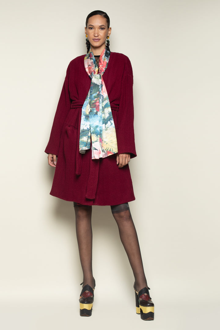 Wine Cable Knit Big Pocket Painter&