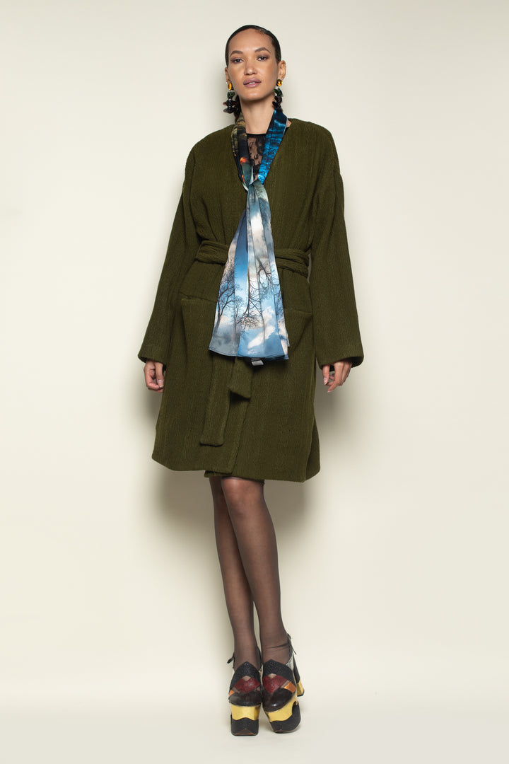  Olive Cable Knit Big Pocket Painter&