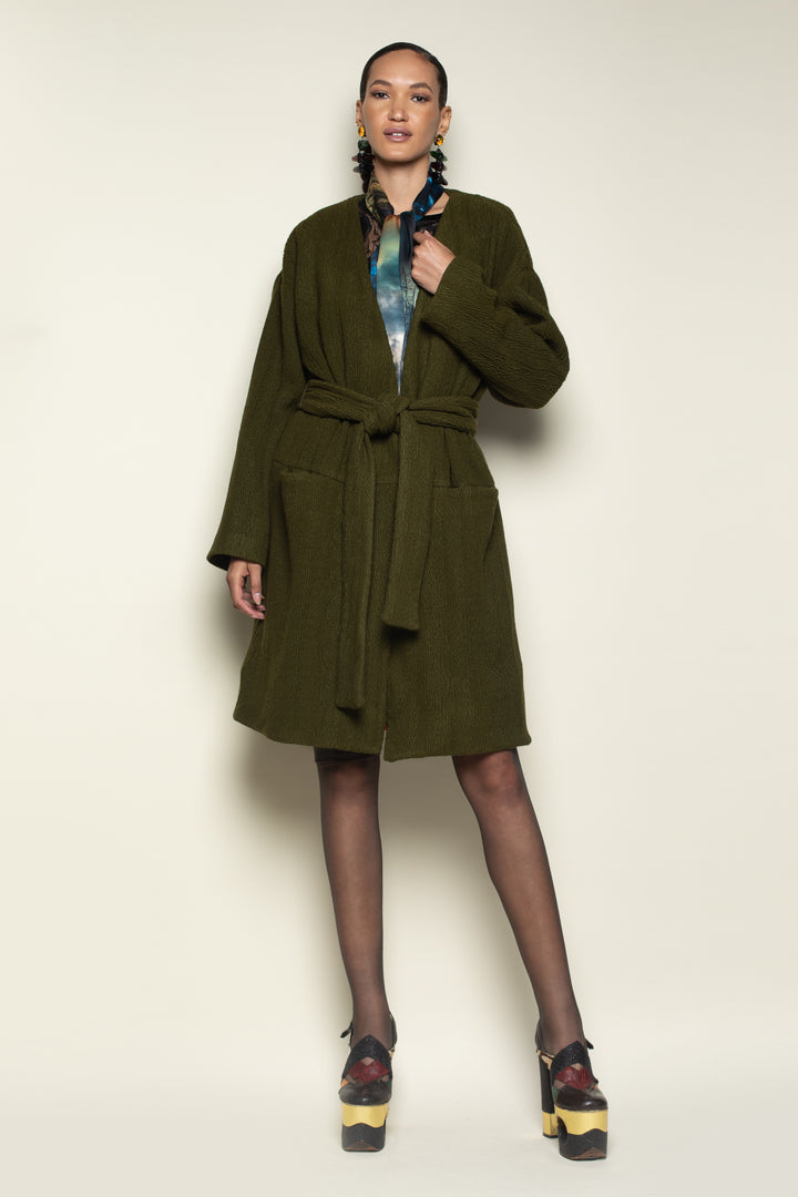  Olive Cable Knit Big Pocket Painter&