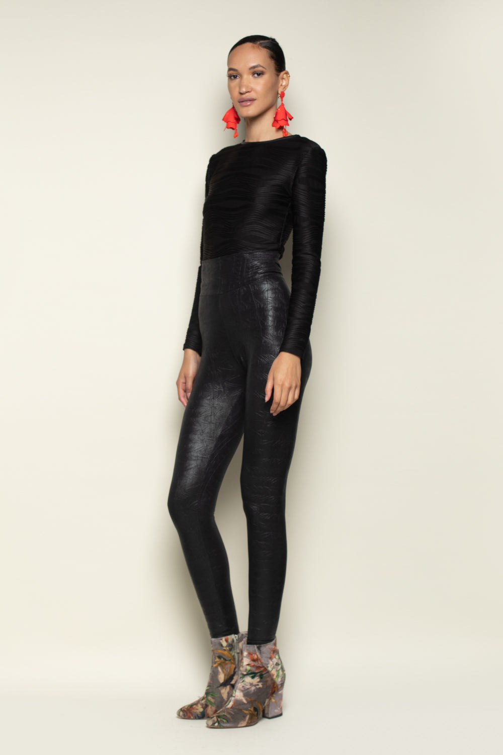 Black Nikita High Waist Snakeskin Legging - left view
