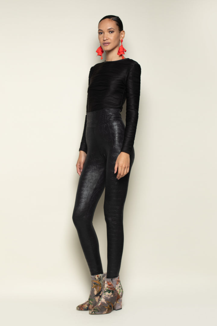 Black Nikita High Waist Snakeskin Legging - left view