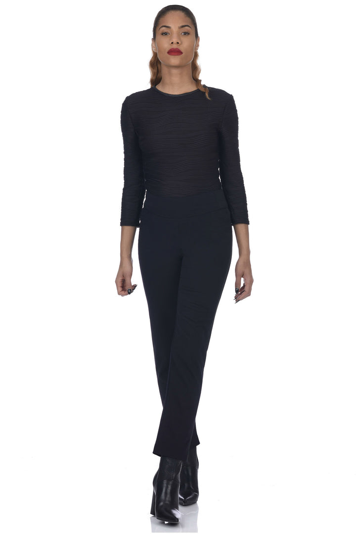 Navy Gabardine Banded Waist Tuxedo Slim Pant - front view 1