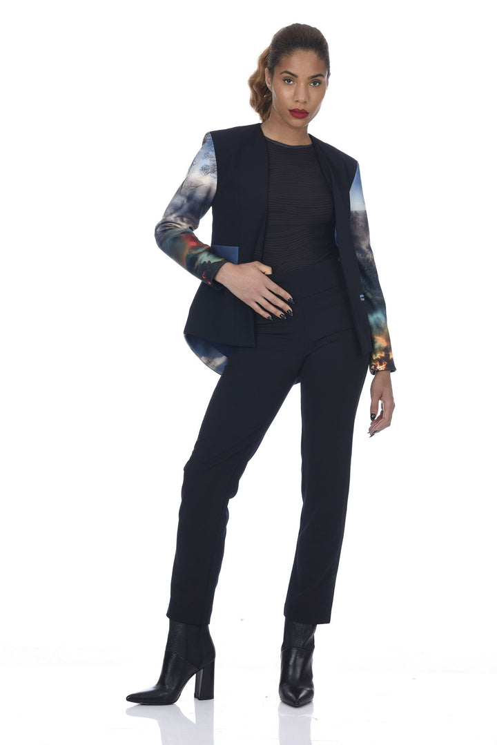 Chaos Print Neoprene Tuxedo Jacket - front view 5